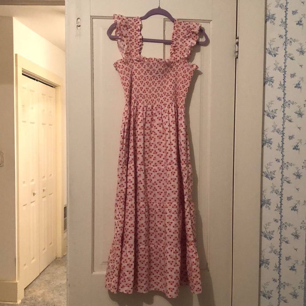 Ellie Nap Dress in Posy Pink print, medium, 100% cotton.